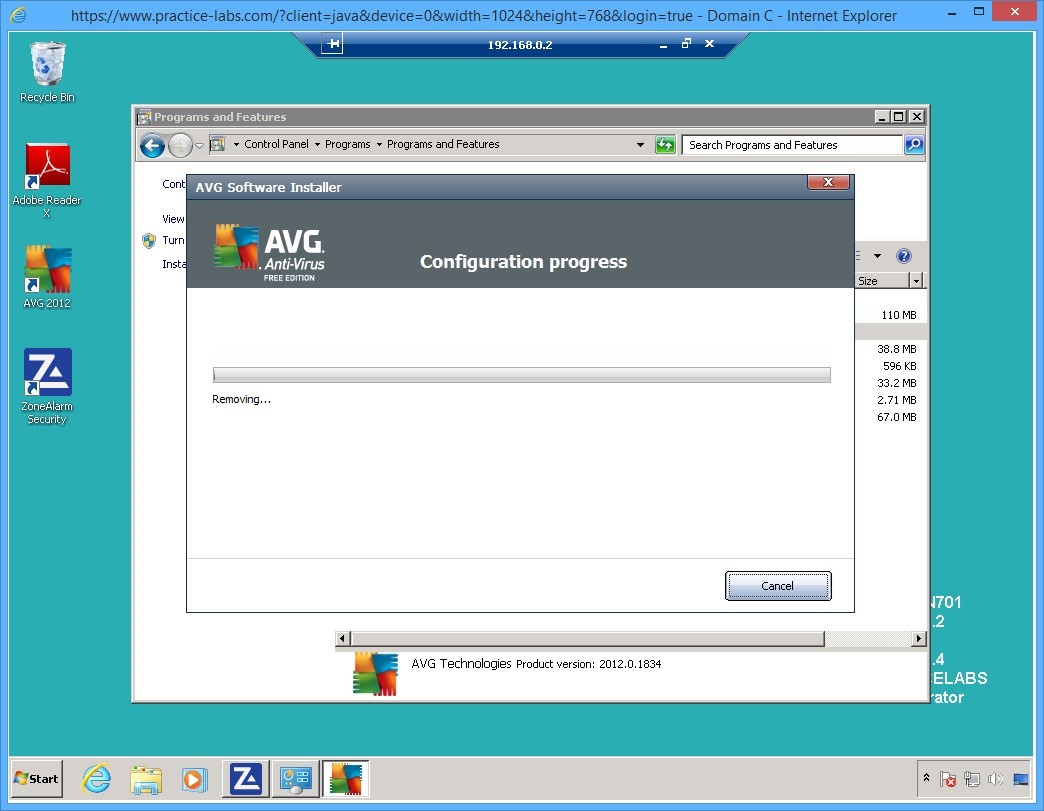 Practice Labs screenshot.